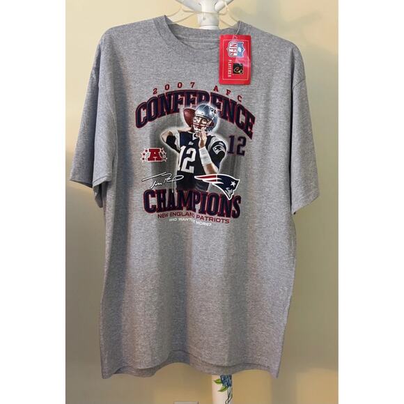 Reebok 2007 Tom Brady T-Shirt Gray AFC Conference Championship Graphic Unisex XL - Picture 6 of 7